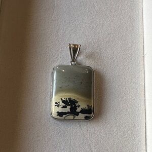 Silver and Black Rectangular Pendant